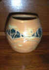  Carved Pot - Camel & Aqua / Black Design  (click to enlarge) 